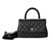 Chanel Coco Handle Small Black Caviar Lizard Handle