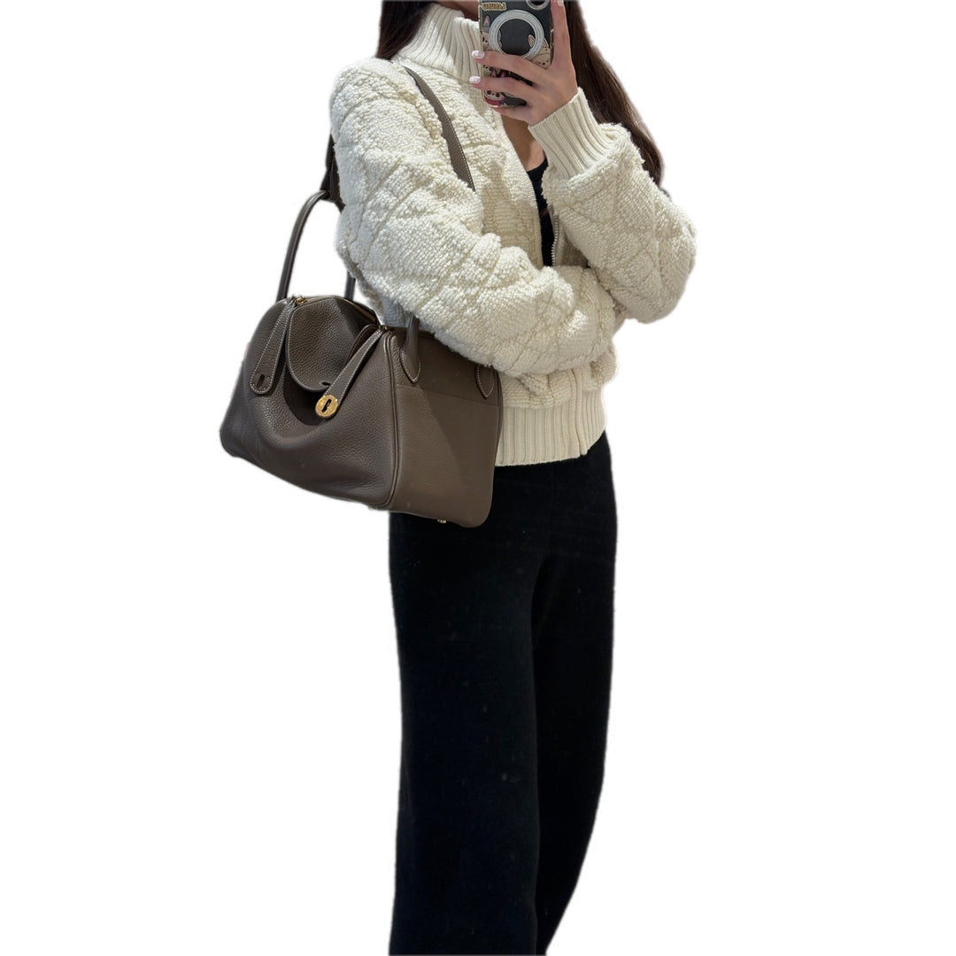 Hermes Lindy 30cm Etoupe Gold Togo Bag
