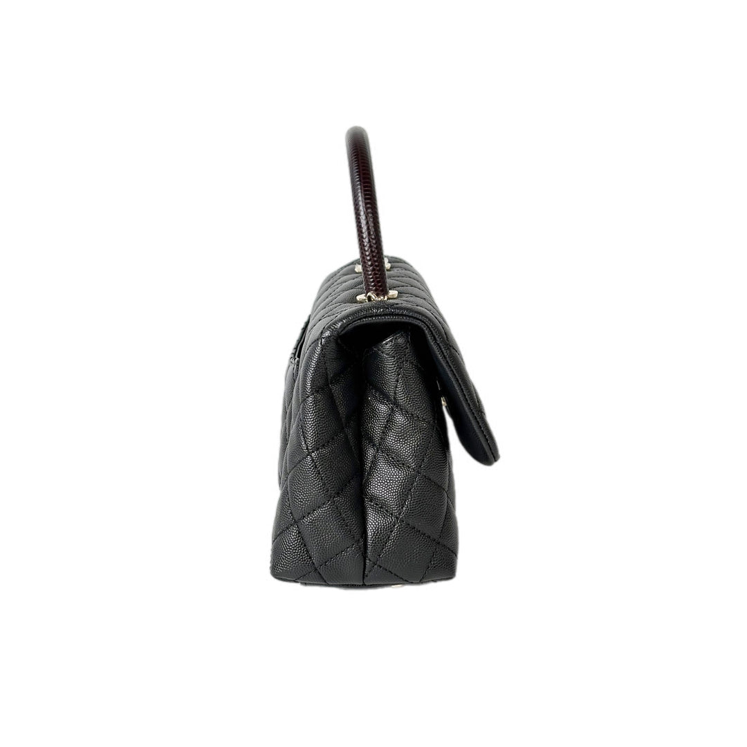 Chanel Coco Handle Small Black Caviar Lizard Handle