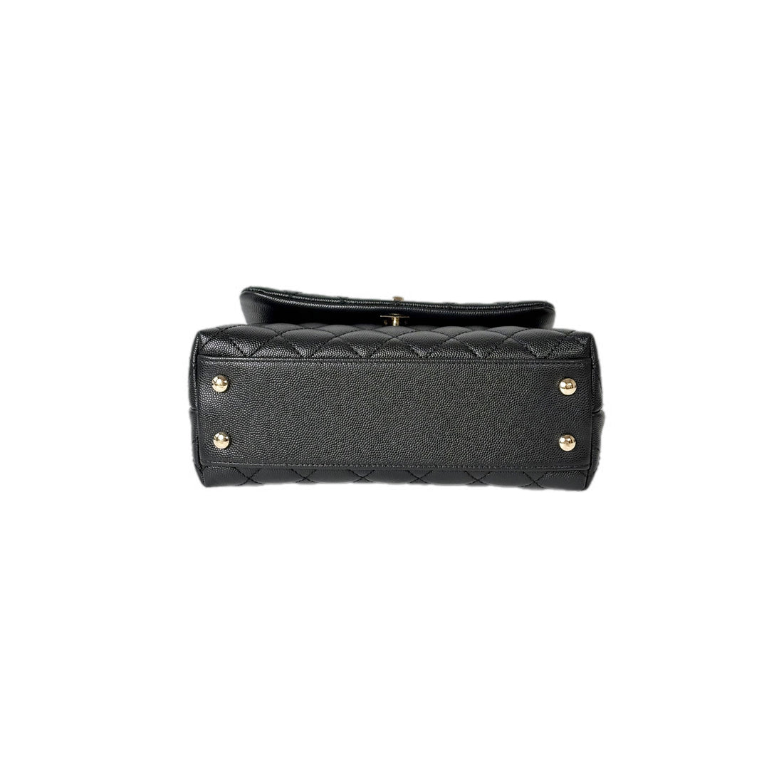 Chanel Coco Handle Small Black Caviar Lizard Handle