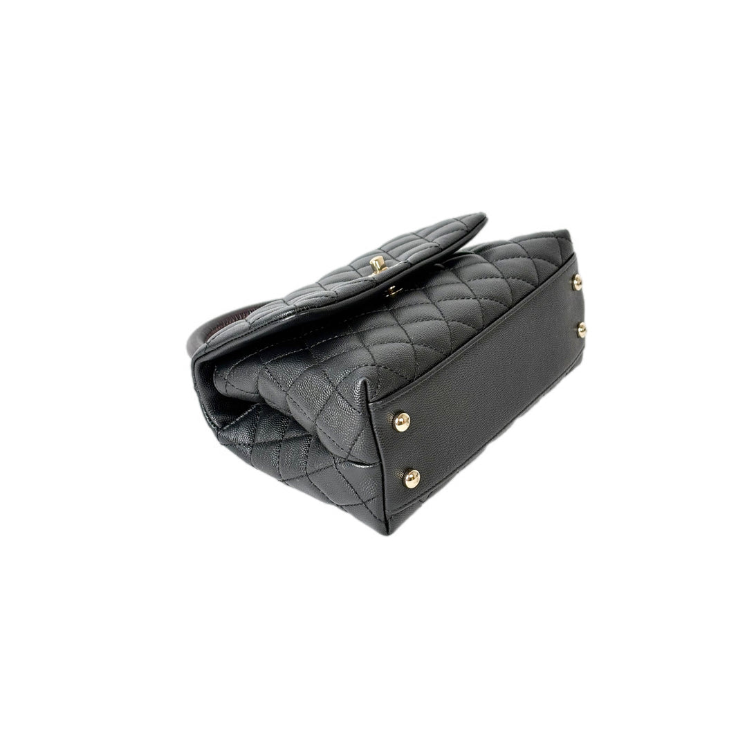 Chanel Coco Handle Small Black Caviar Lizard Handle