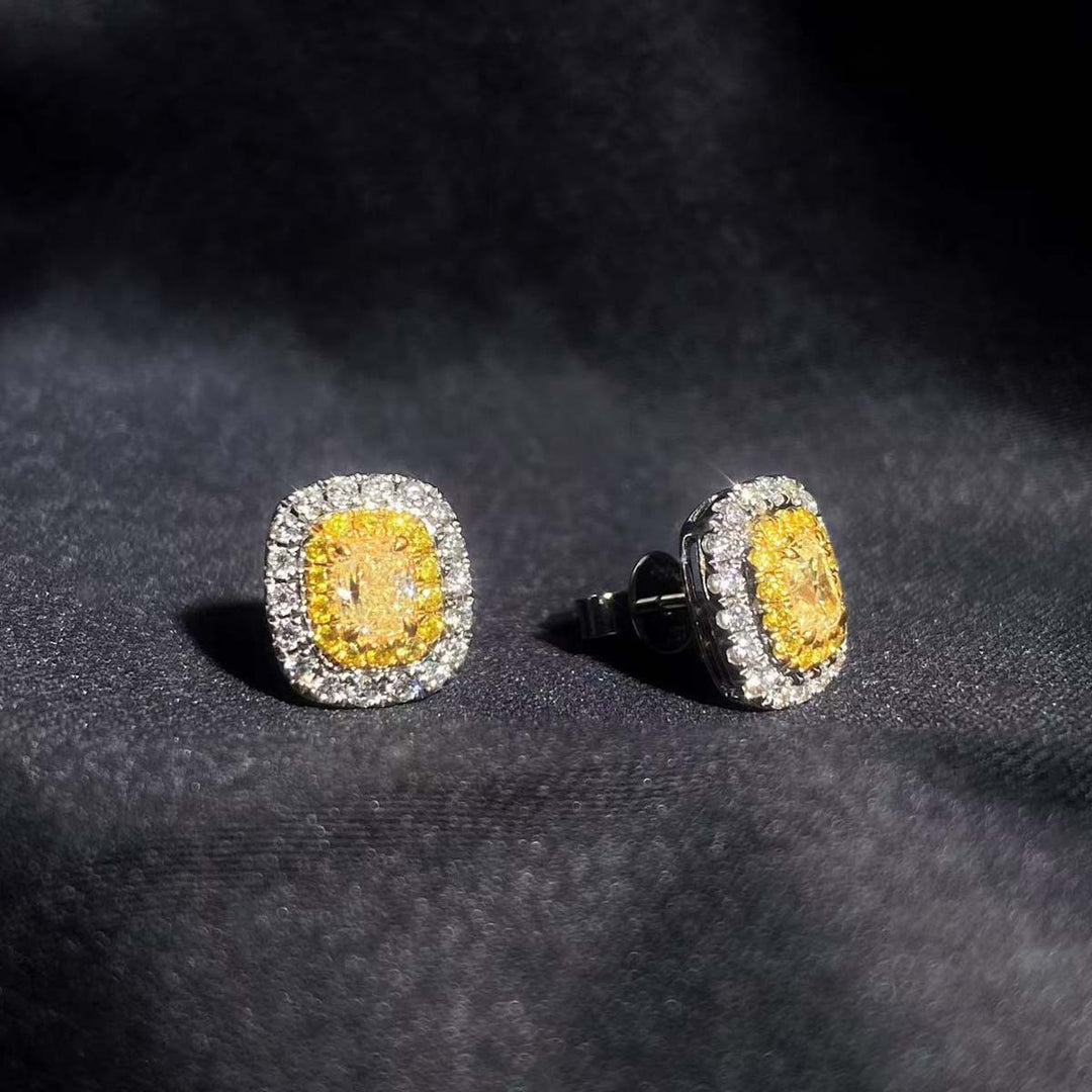 Natural Yellow Diamond Earring D0.535 d0.403ct 18K