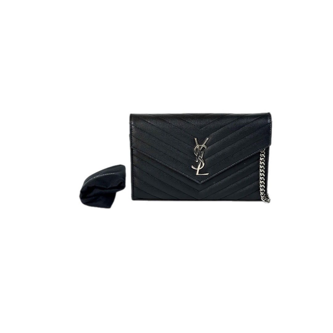 YSL Cassandre Matelassé Envelope Textured-Leather Bag