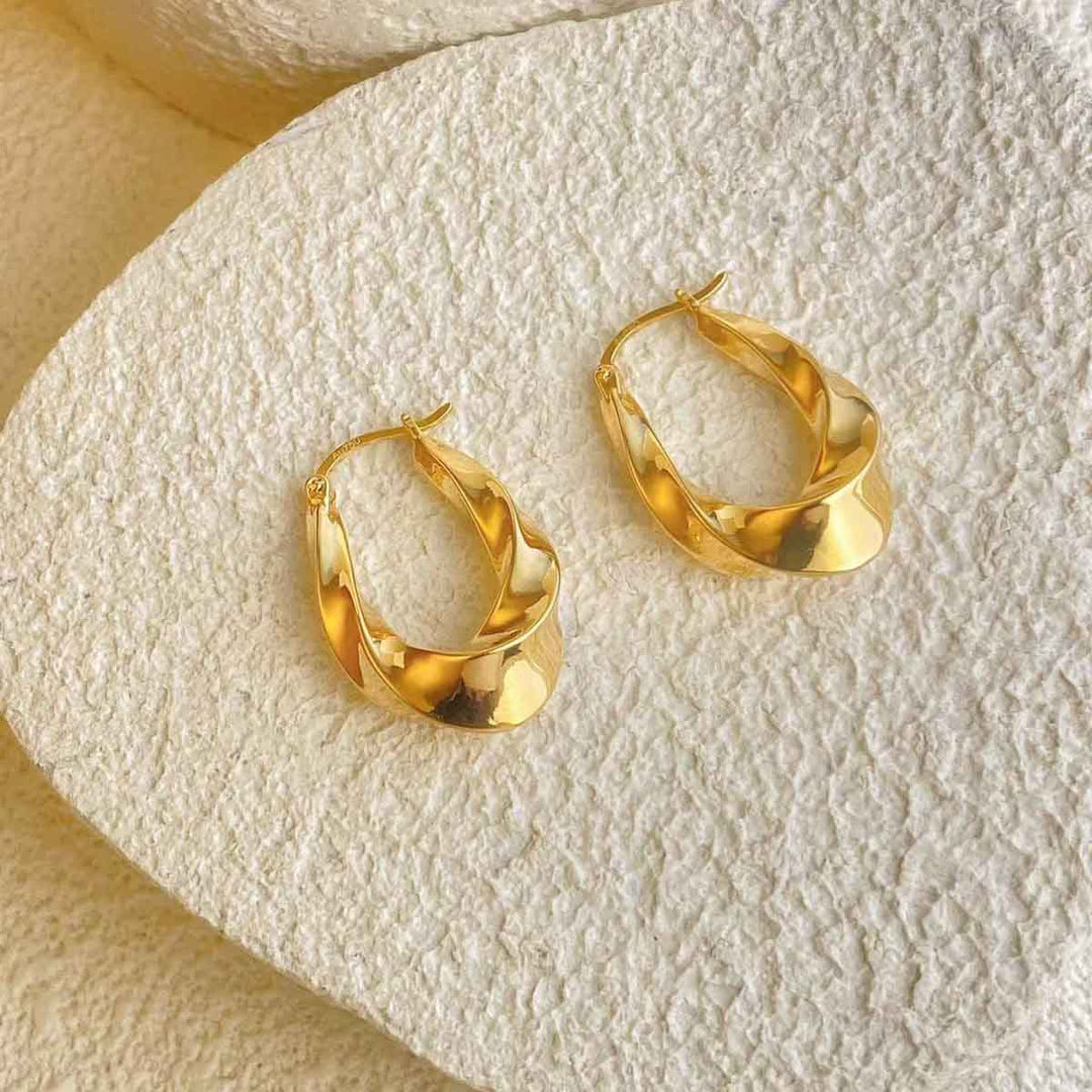 18k Solid Yellow Gold Hoop Earrings