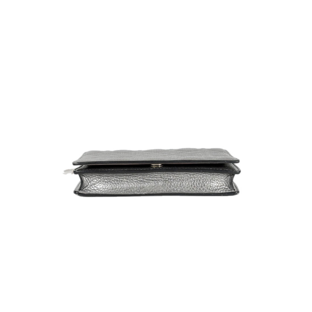 Dior Lady Dior Wallet With Chain Bag  Silver