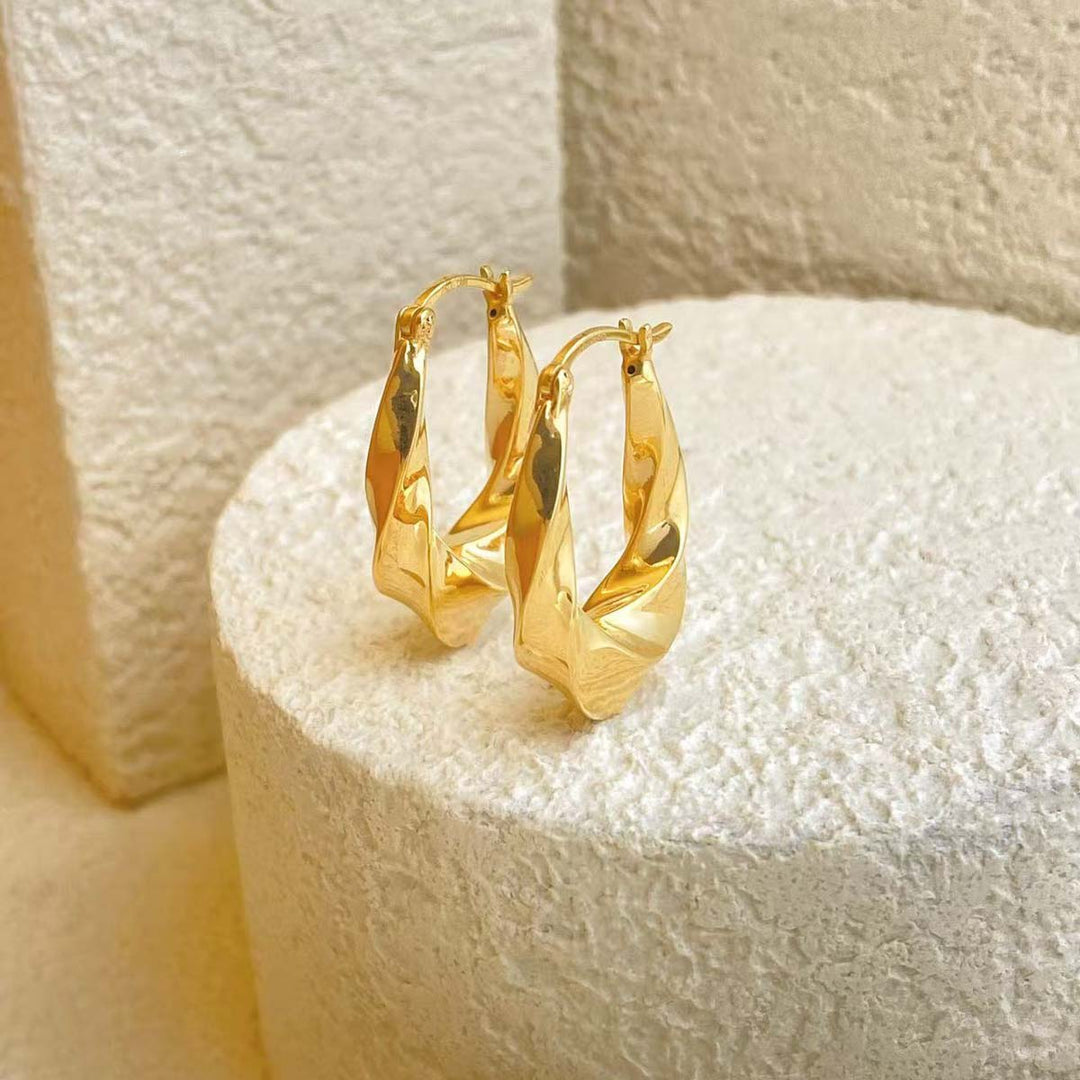 18k Solid Yellow Gold Hoop Earrings