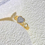 Natural White Diamond Heart Chain Style Ring D0.20ct d0.07ct,18K F-G VS