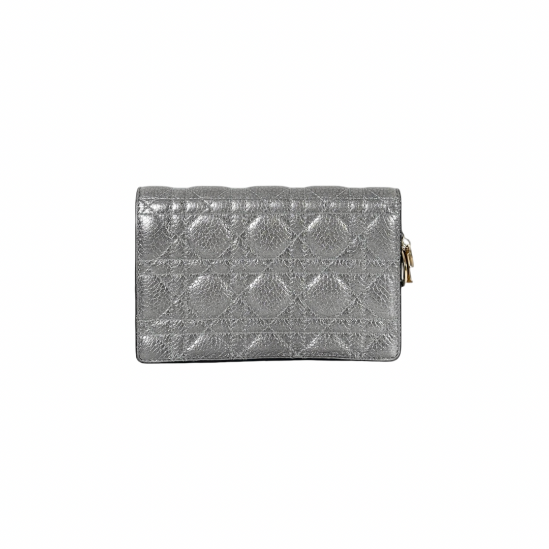Dior Lady Dior Wallet With Chain Bag  Silver