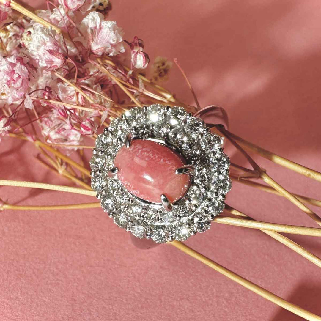 Natural Conch Pearl Diamond Ring D2.21ct d1.2ct, PT