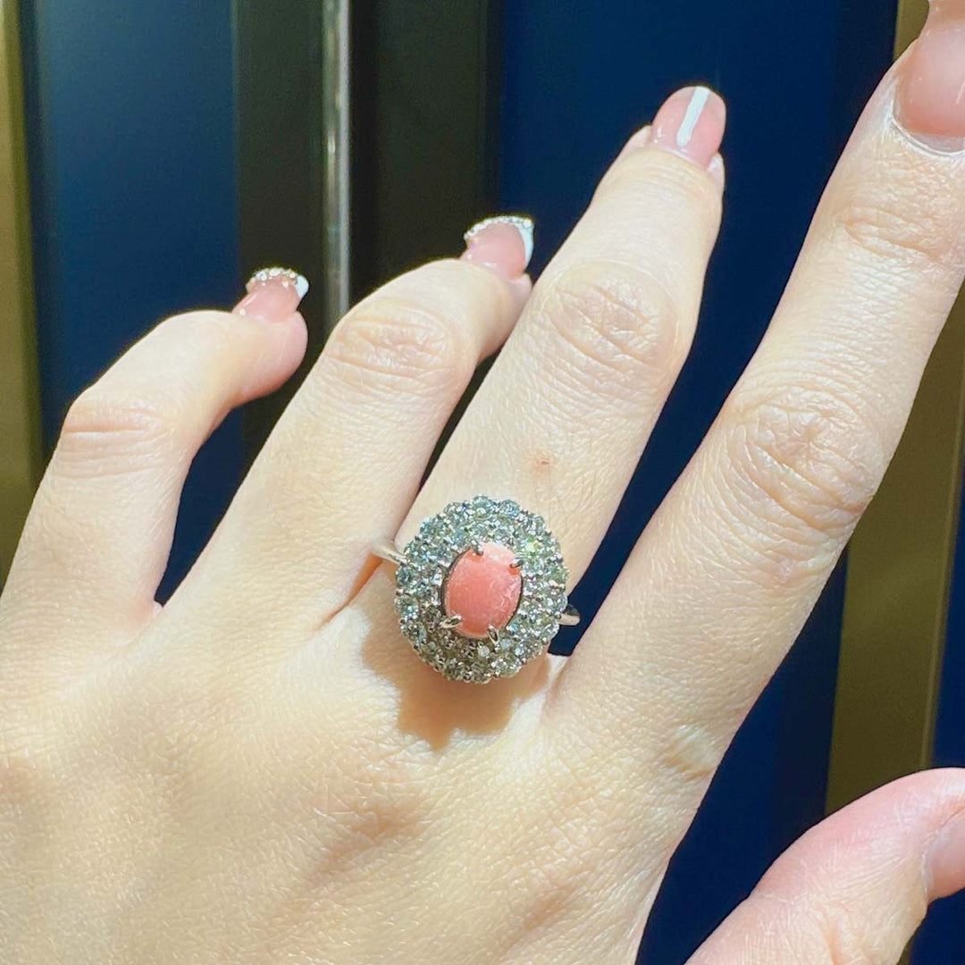 Natural Conch Pearl Diamond Ring D2.21ct d1.2ct, PT