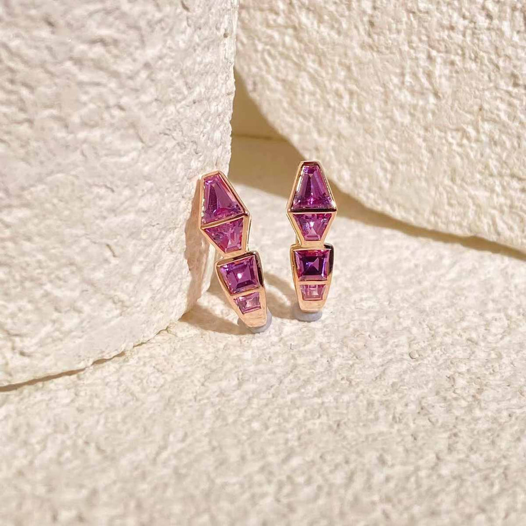 Pink Sapphire Serpenti Hoop Earrings D1.41ct. 18K