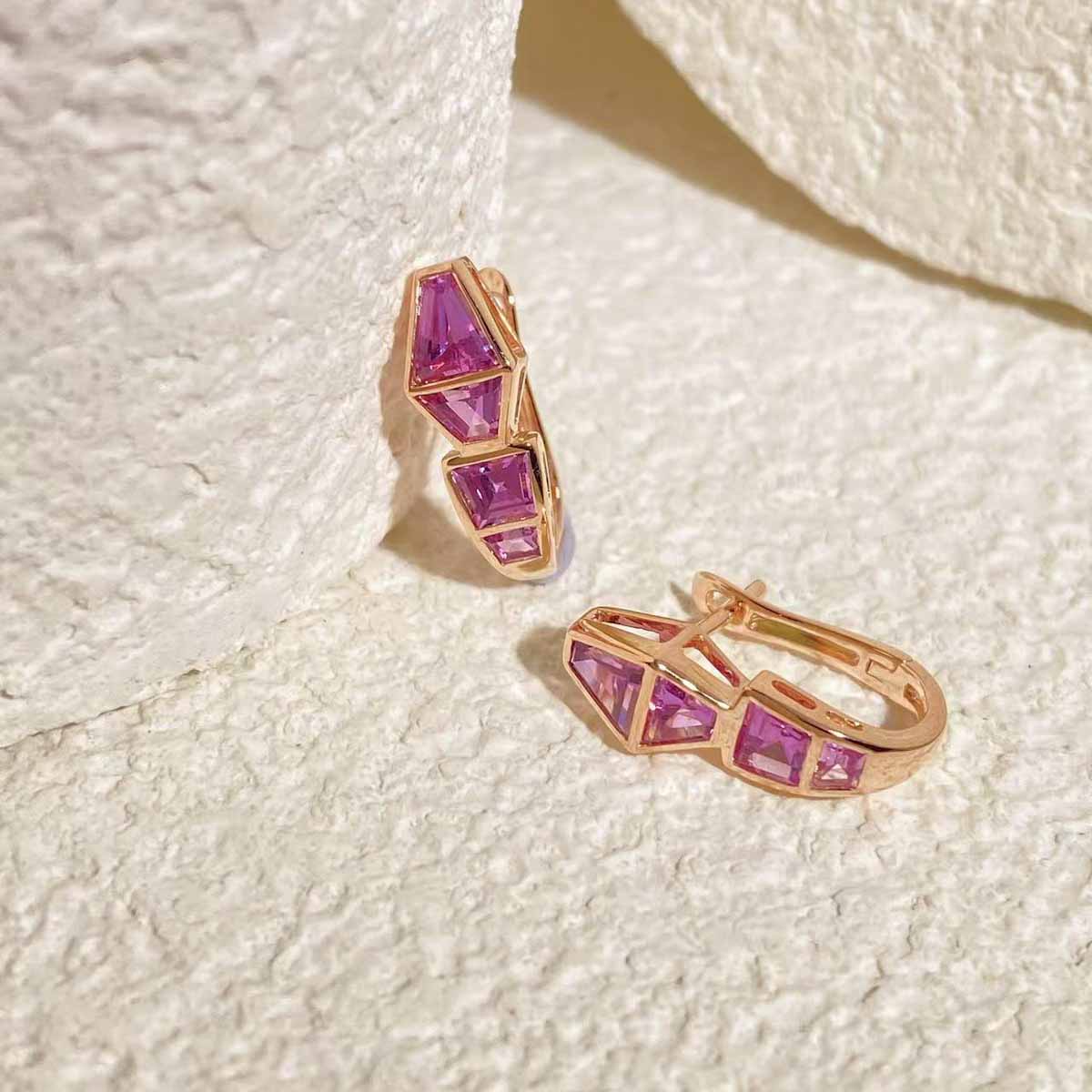Pink Sapphire Serpenti Hoop Earrings D1.41ct. 18K