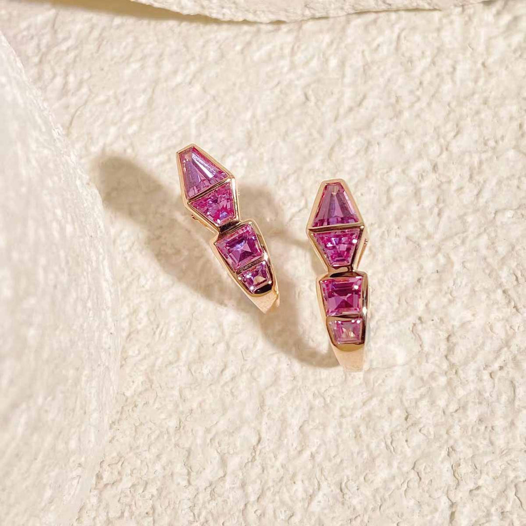 Pink Sapphire Serpenti Hoop Earrings D1.41ct. 18K