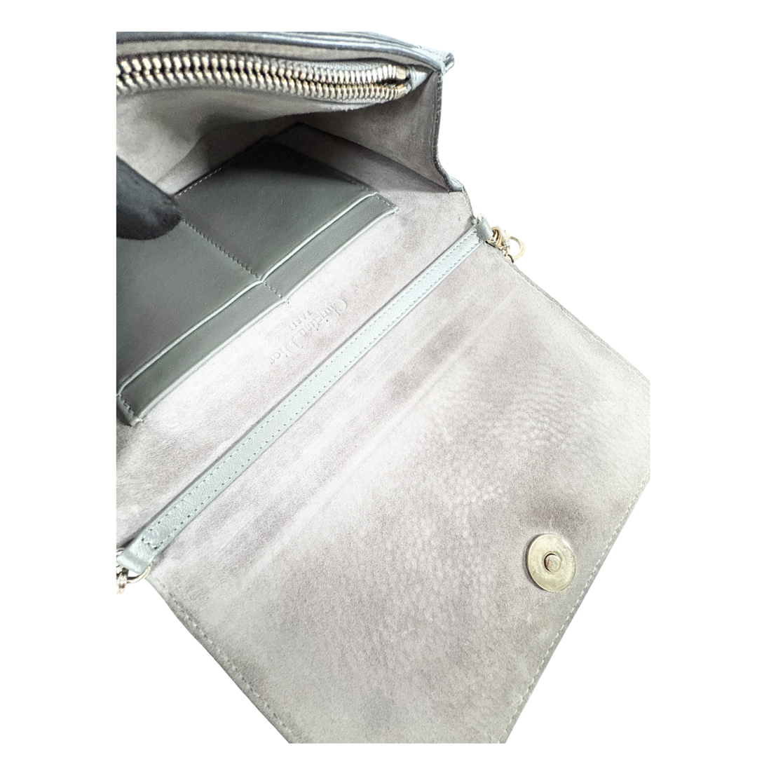 Dior Lady Dior Wallet With Chain Bag  Silver