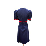 Pre-owned Gucci Grosgrain-Trimmed Navy V-neck Dress - photo 2