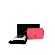Chanel Pink Coral Caviar Zip Wallet