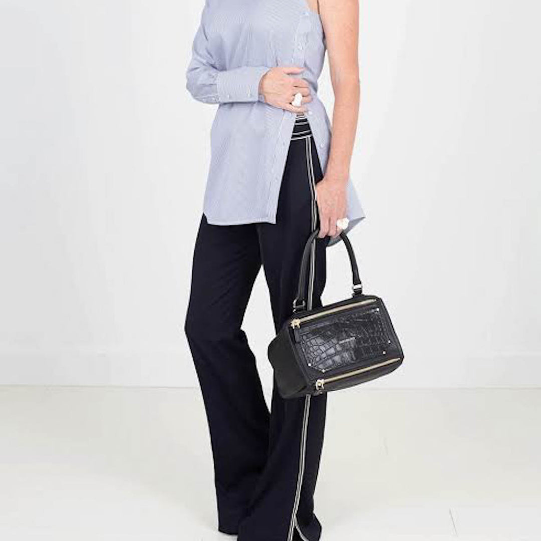 Givenchy Black Pandora Croc-Embossed Bag