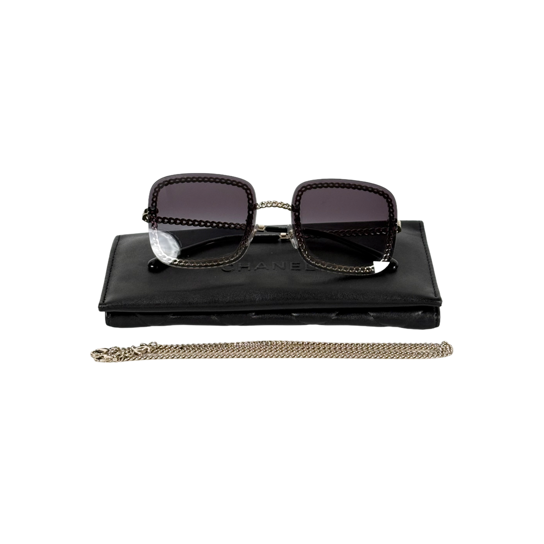 Chanel Metal Removable Chain Sunglasses