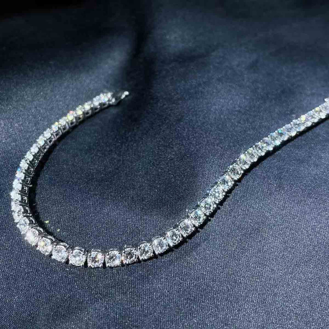 White Diamond Tennis Bracelet D6.96ct,18K F-G VS