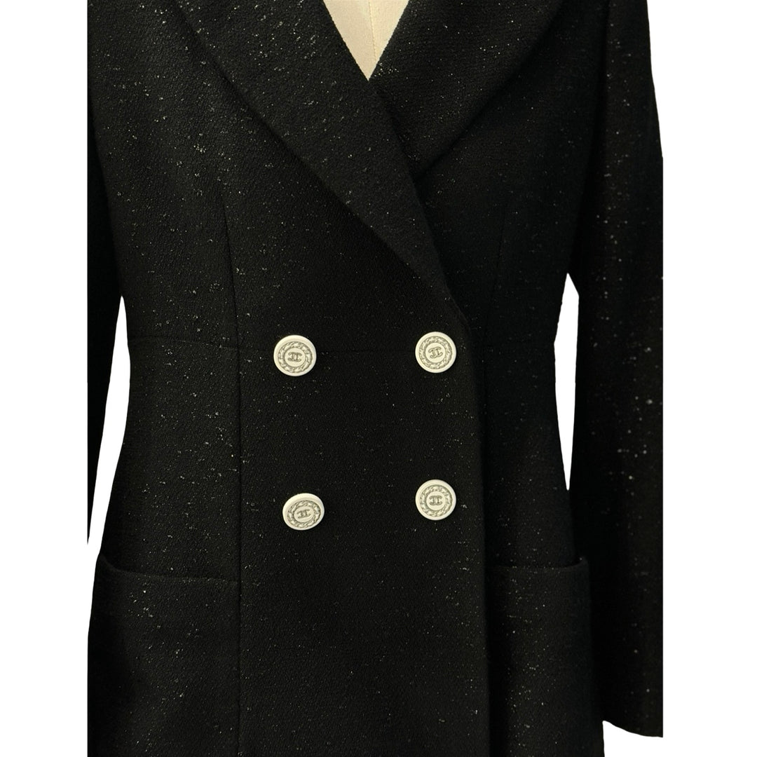 Chanel 19C Black Wool Blend Tweed Jacket #34