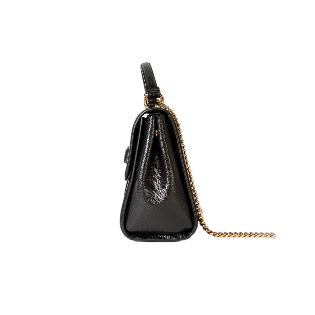 Ferragamo Black Leather Handle Bag
