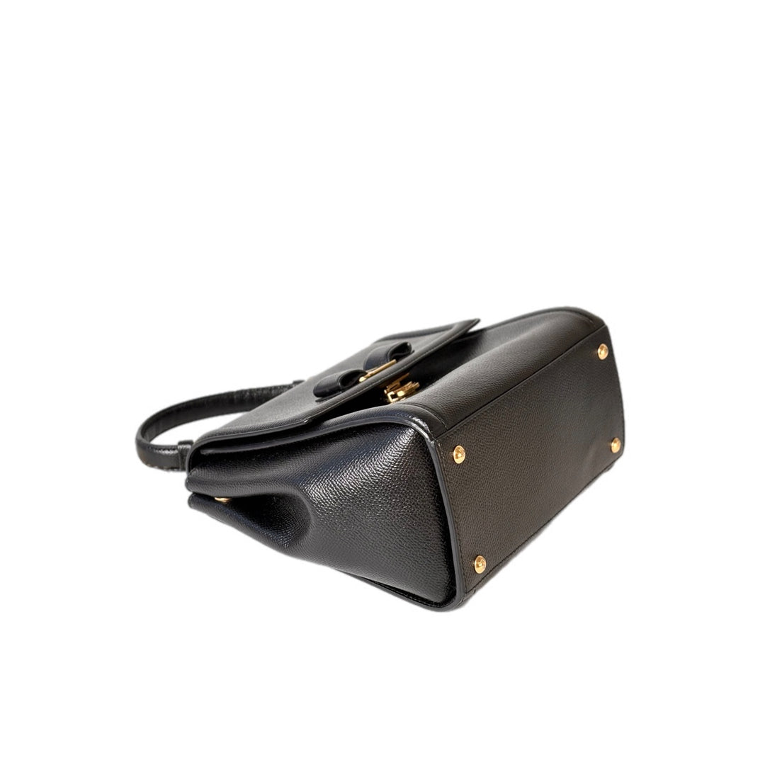 Ferragamo Black Leather Handle Bag