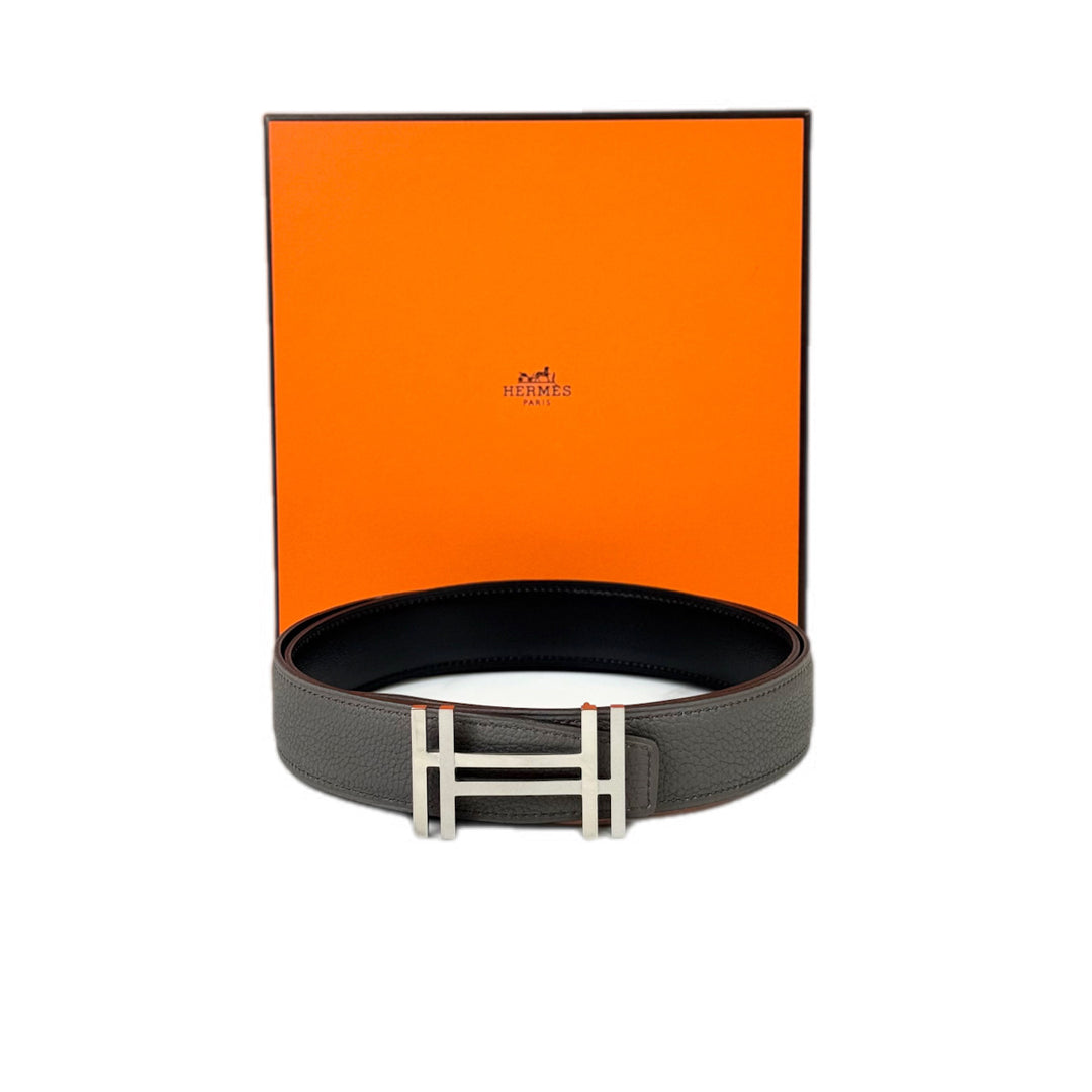 Hermes Reversible H Belt Ash Okare Grey 95CM