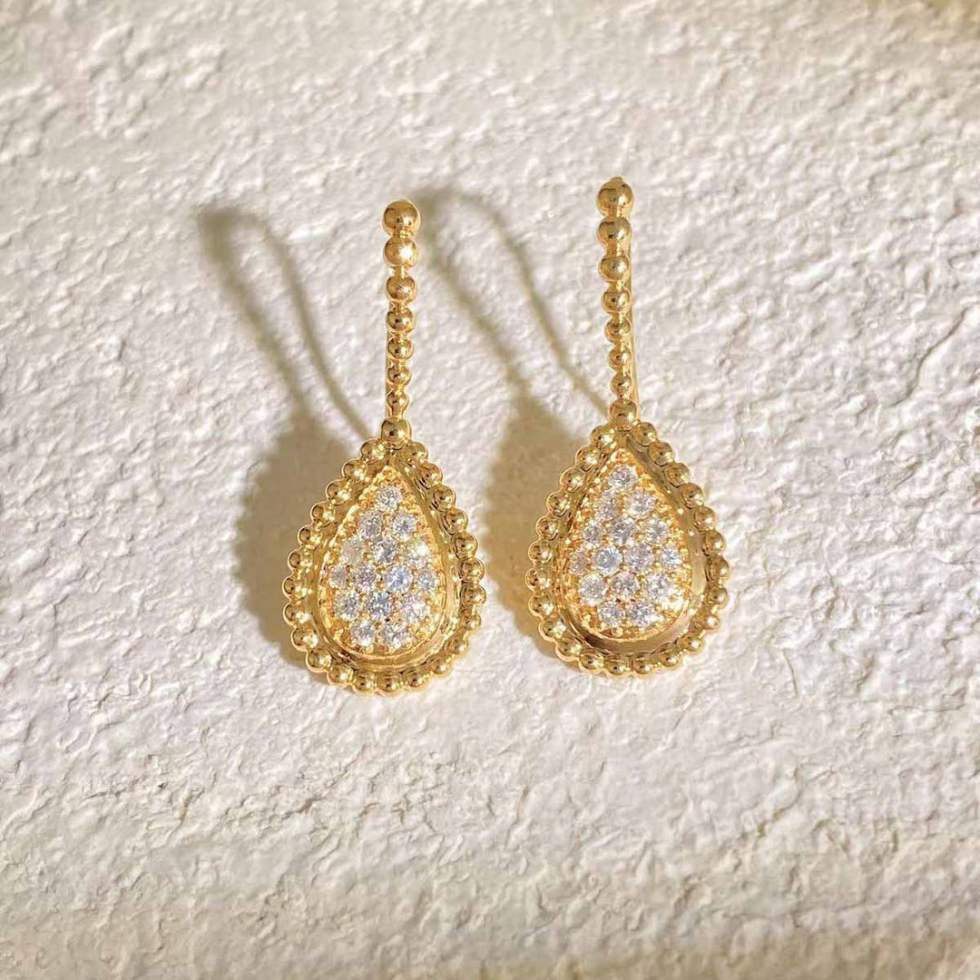 White Diamond Drop Hoop Earrings D0.52ct. 18K