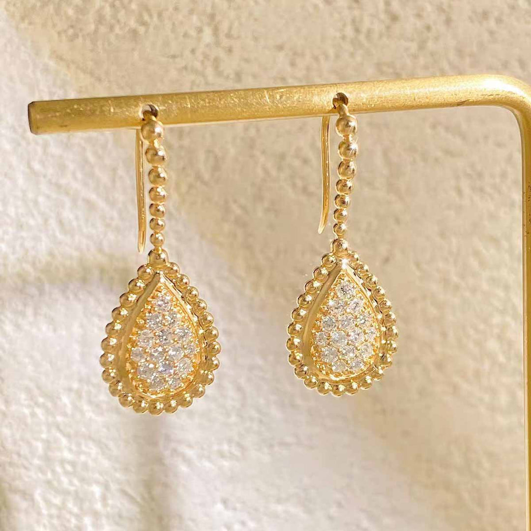 White Diamond Drop Hoop Earrings D0.52ct. 18K