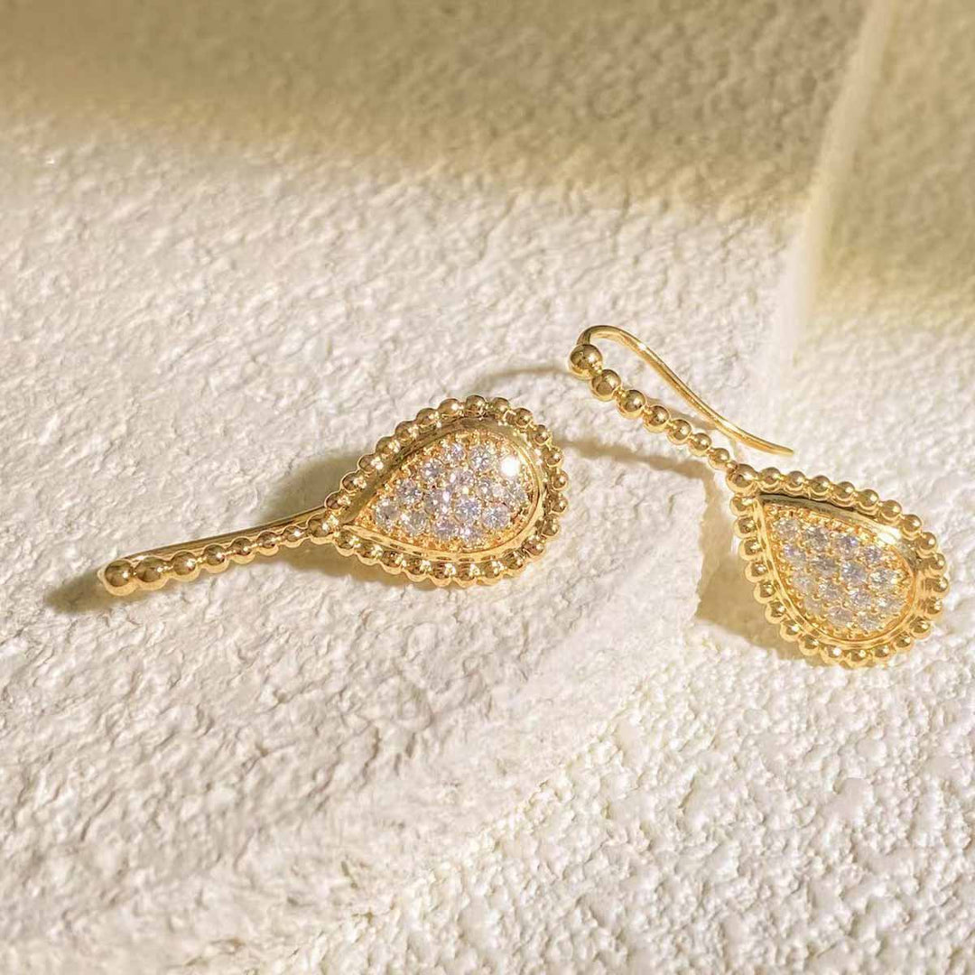 White Diamond Drop Hoop Earrings D0.52ct. 18K