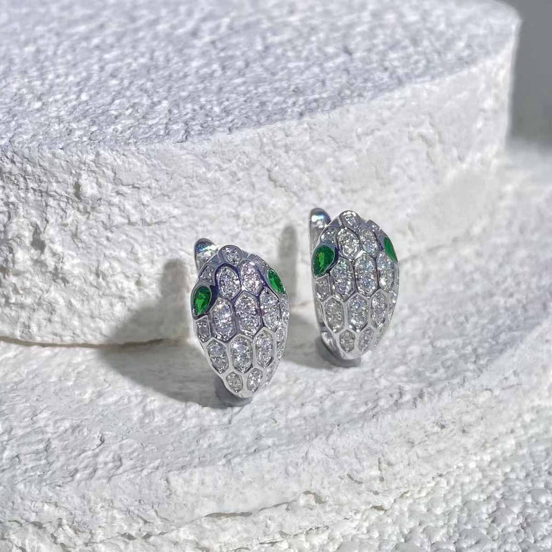 Tsavorite White Diamond Serpenti Earrings D0.30ct d0.38ct. 18K