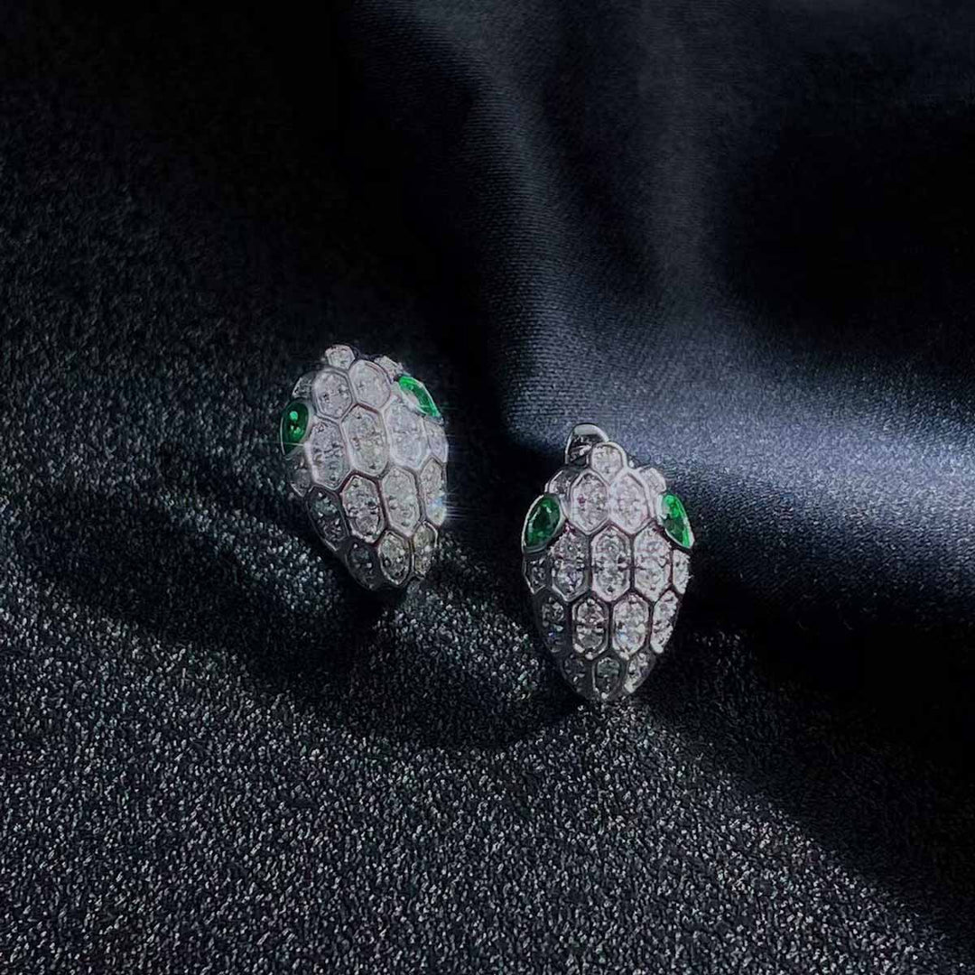Tsavorite White Diamond Serpenti Earrings D0.30ct d0.38ct. 18K
