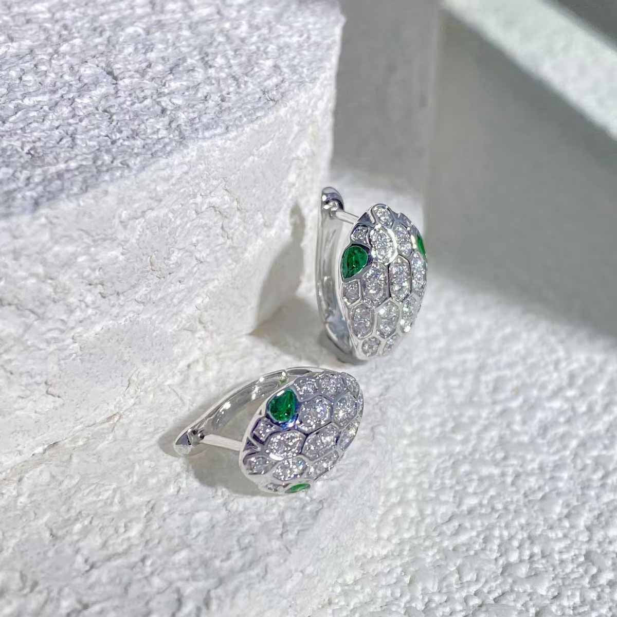 Tsavorite White Diamond Serpenti Earrings D0.30ct d0.38ct. 18K