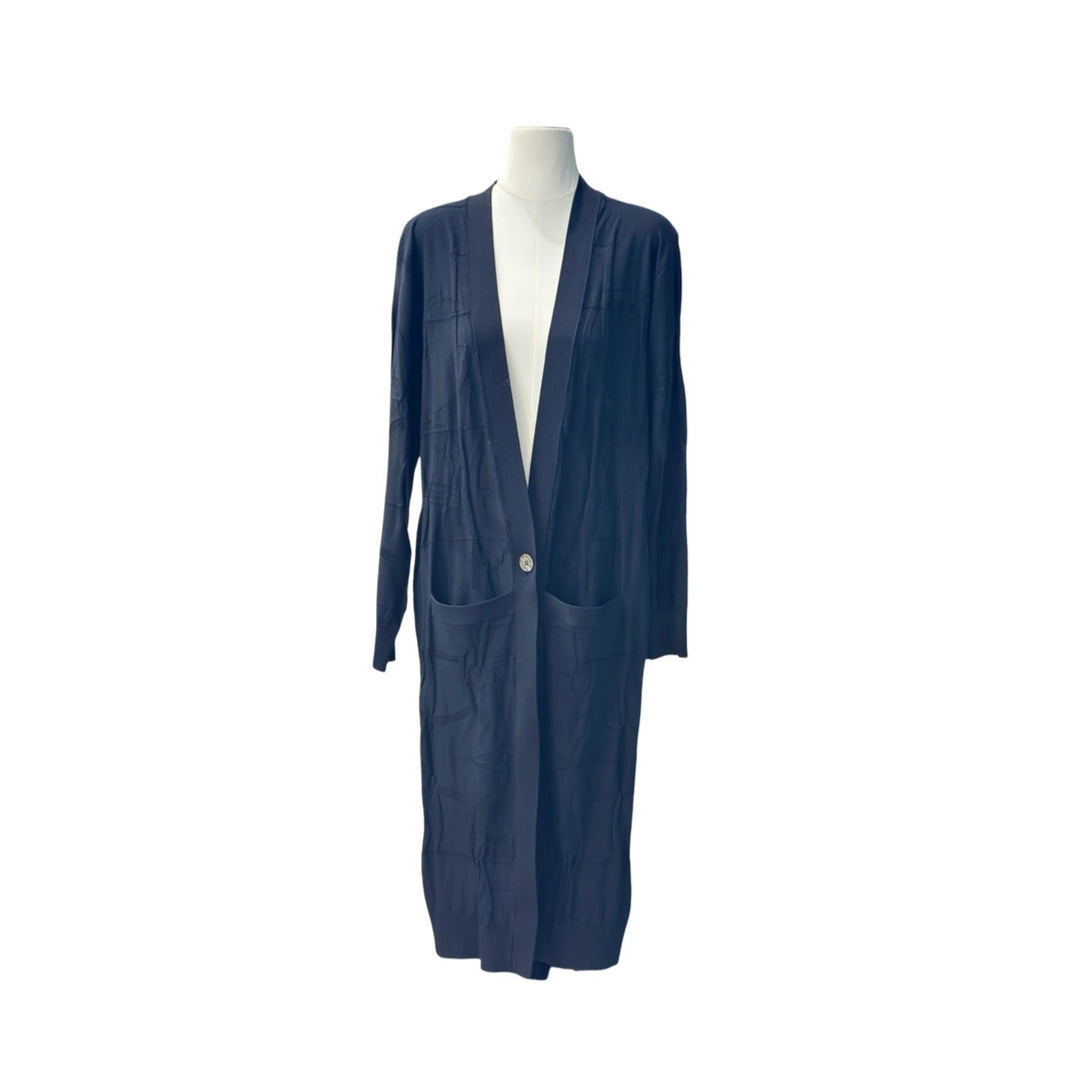 Hermes Manteau Jacquard L'inst Silk Black Long Cardigan #34