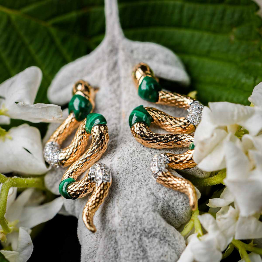 Natural White Diamond Serpenti Earrings D0.116ct d0.012ct,18K