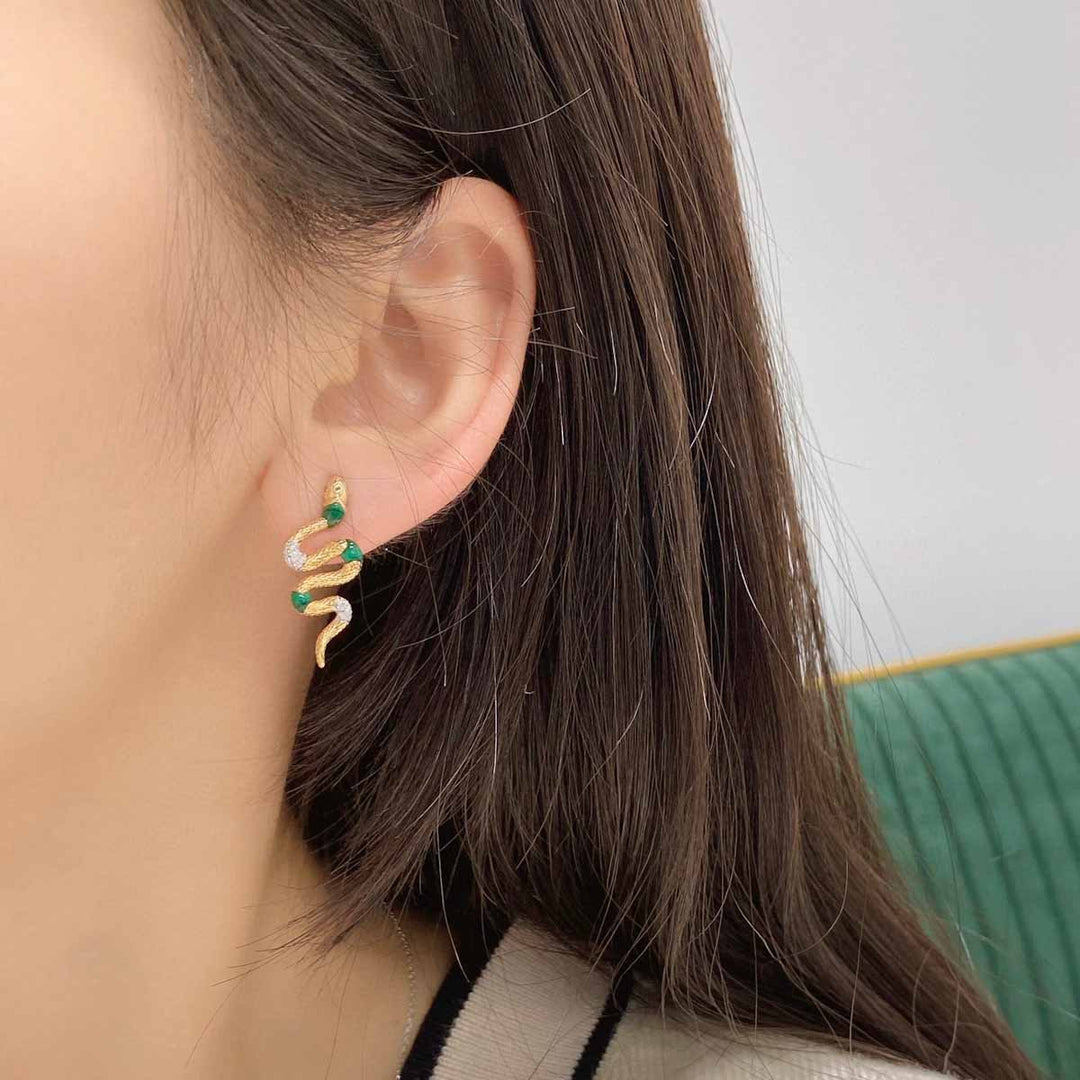 Natural White Diamond Serpenti Earrings D0.116ct d0.012ct,18K