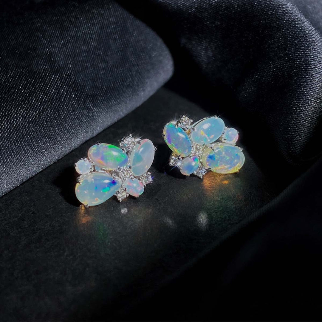 Australia Opal Earrings D1.30ct d0.09ct,18K