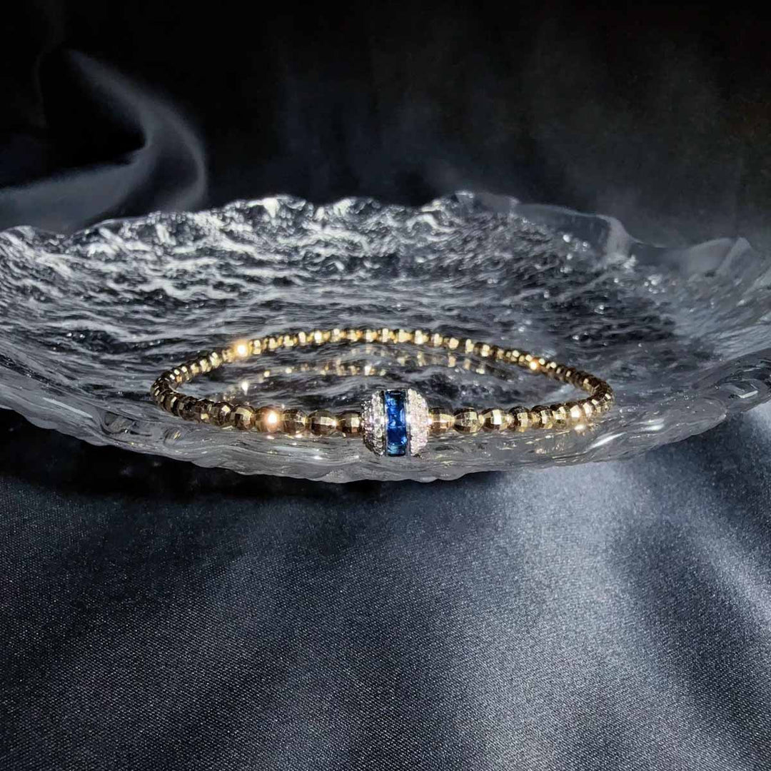 Natural Blue Sapphire Stone Bracelet 0.61ct, Diamond 0.24ct 18K Gold