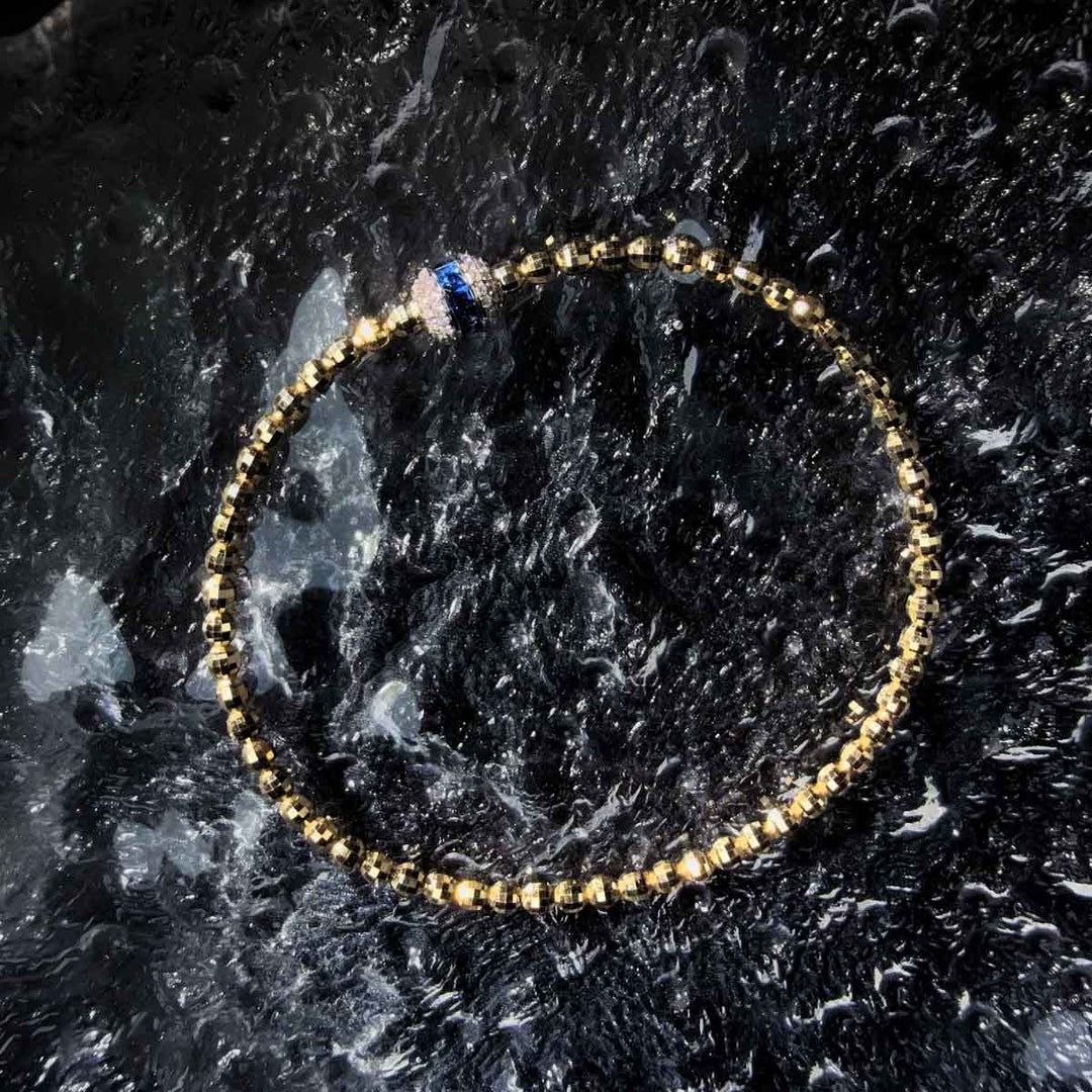 Natural Blue Sapphire Stone Bracelet 0.61ct, Diamond 0.24ct 18K Gold