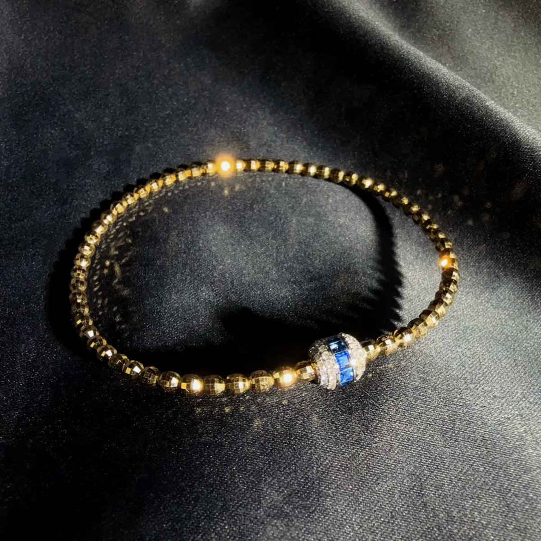 Natural Blue Sapphire Stone Bracelet 0.61ct, Diamond 0.24ct 18K Gold