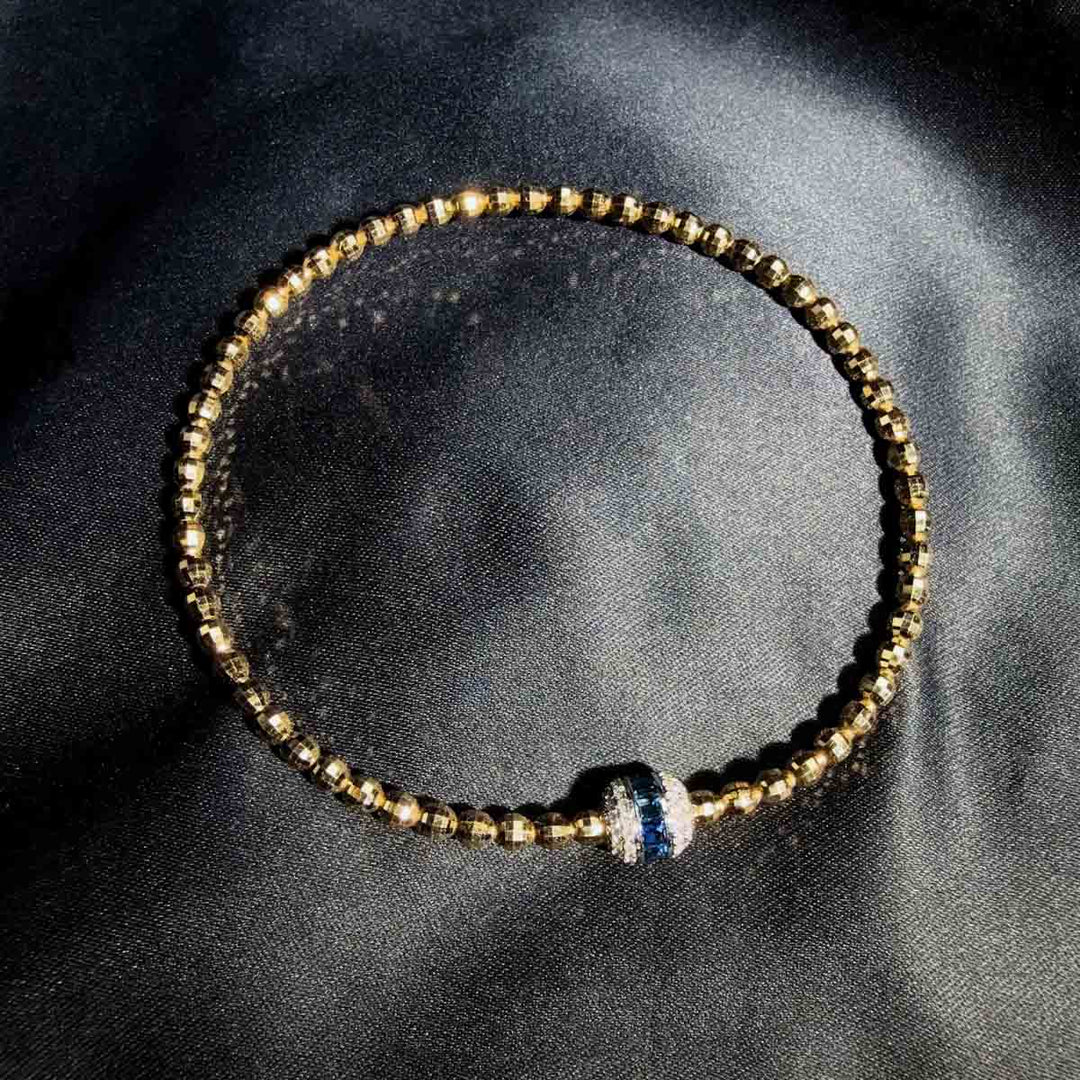 Natural Blue Sapphire Stone Bracelet 0.61ct, Diamond 0.24ct 18K Gold