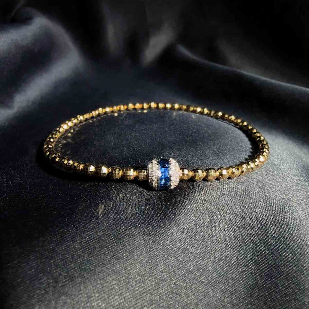 Natural Blue Sapphire Stone Bracelet 0.61ct, Diamond 0.24ct 18K Gold