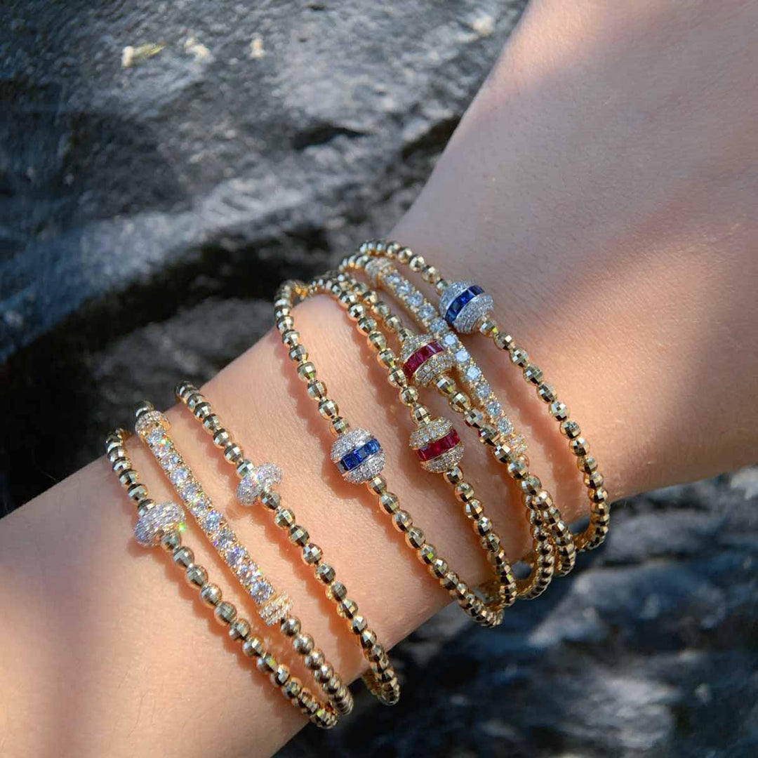 Natural Blue Sapphire Stone Bracelet 0.61ct, Diamond 0.24ct 18K Gold