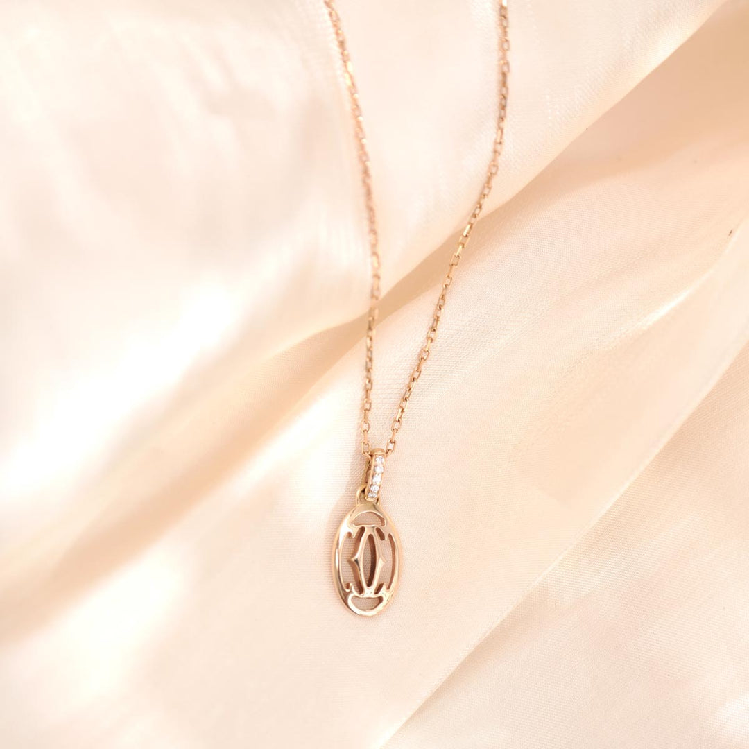 Cartier Double C 18k Gold Diamond Neckalce