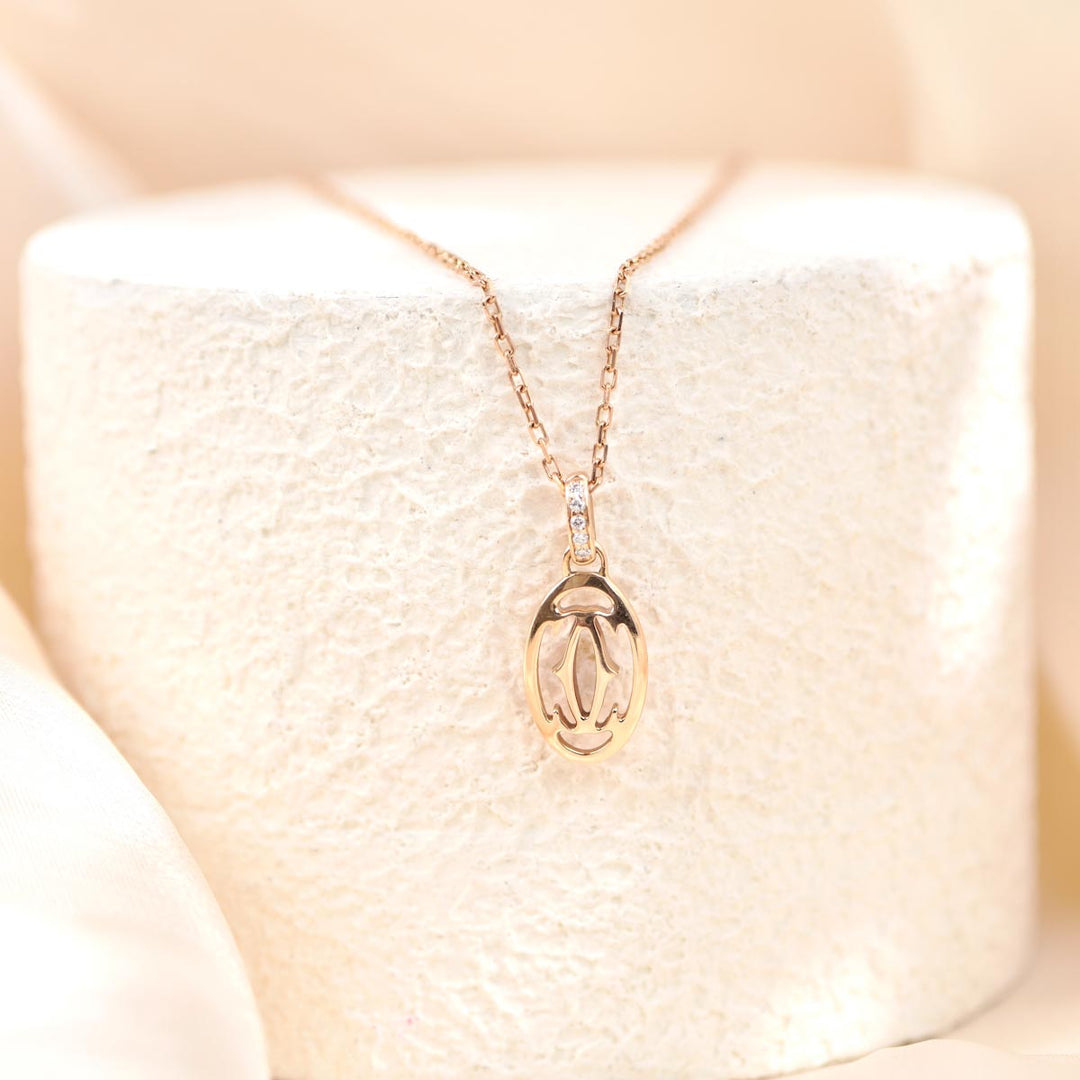 Cartier Double C 18k Gold Diamond Neckalce