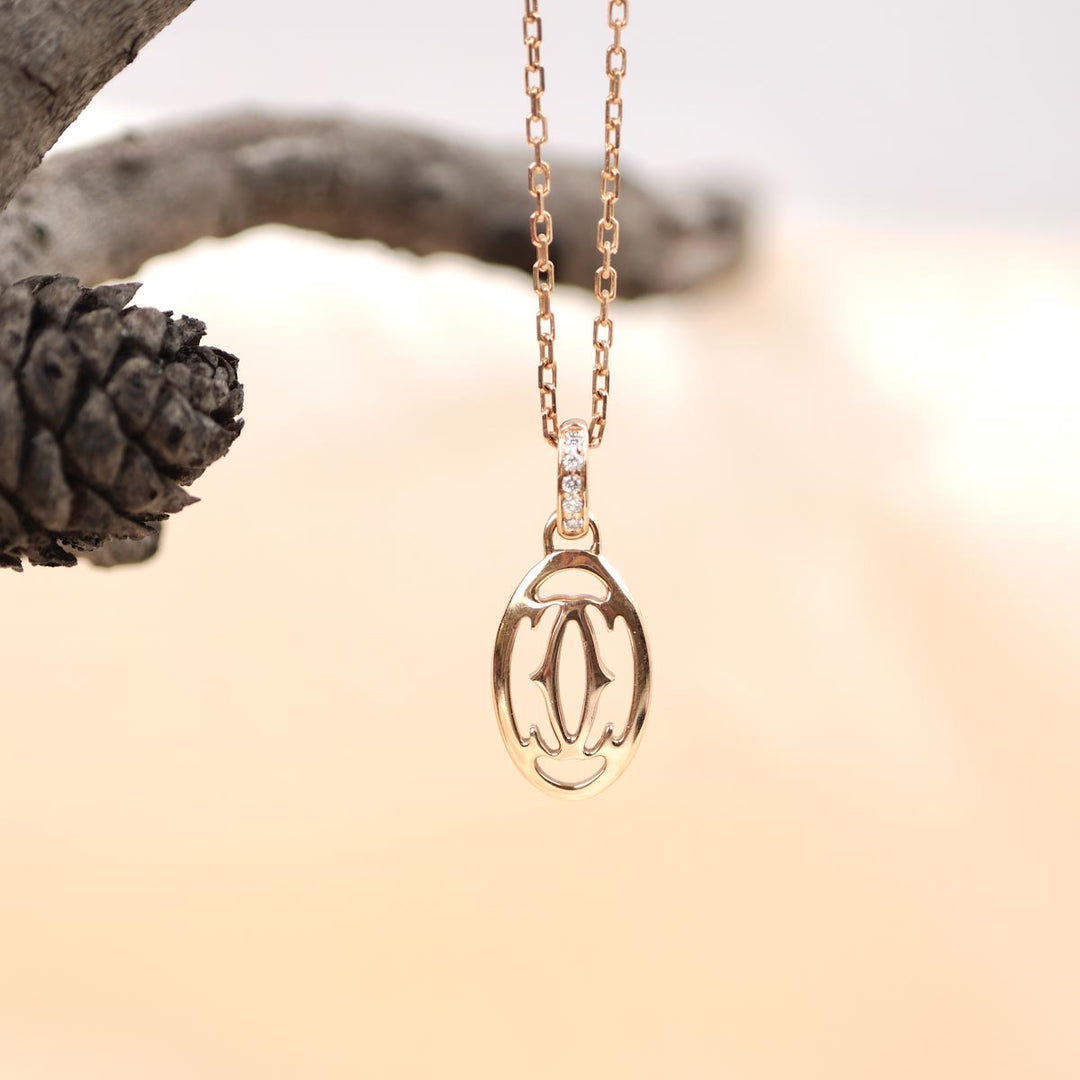 Cartier Double C 18k Gold Diamond Neckalce