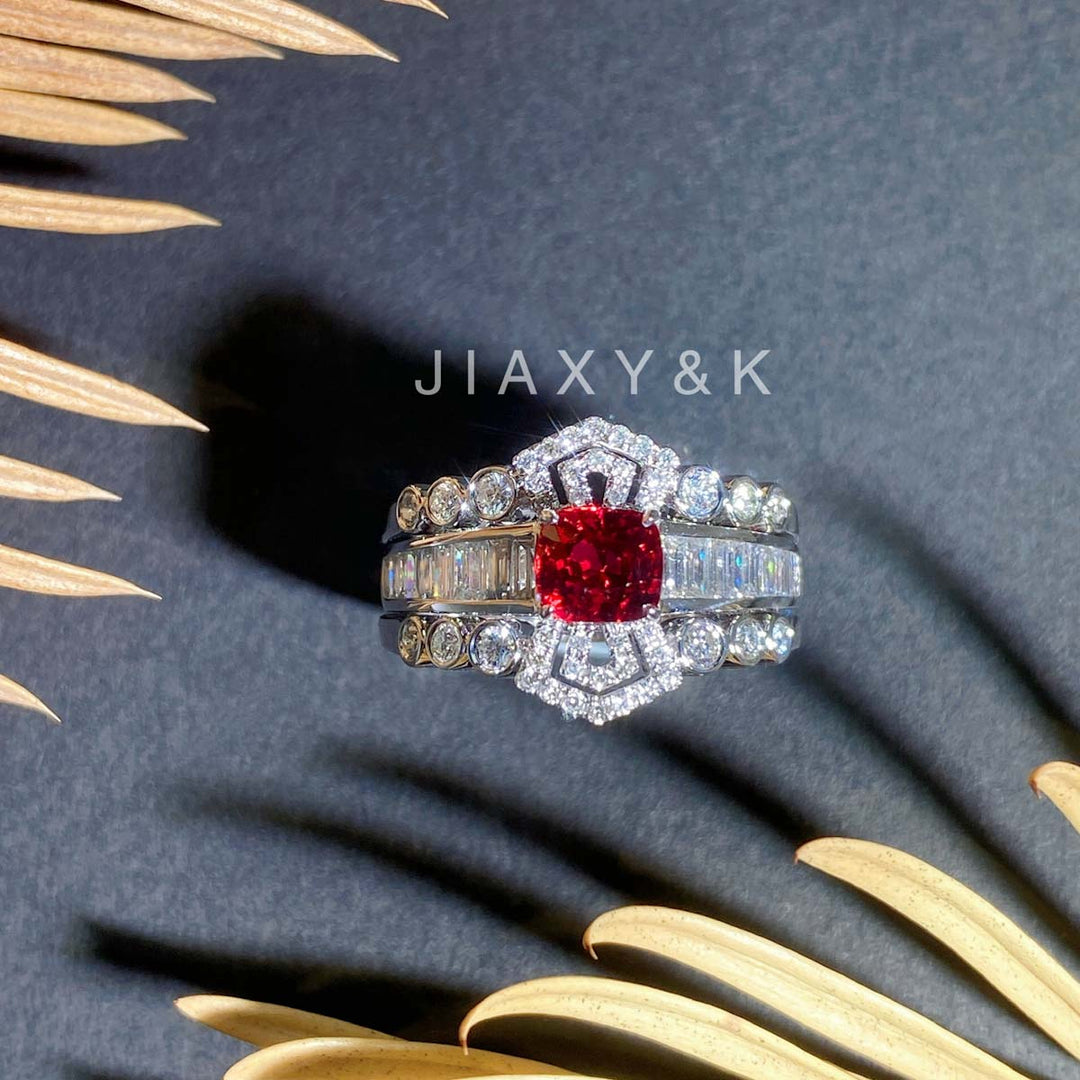 Jedi Spinel Diamond Ring D1.0ct d0.88ct. 18K