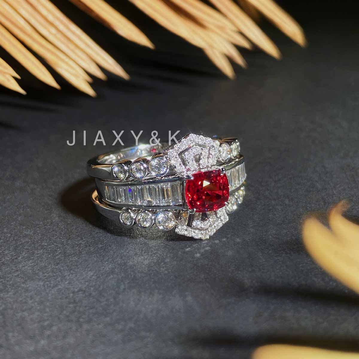 Jedi Spinel Diamond Ring D1.0ct d0.88ct. 18K