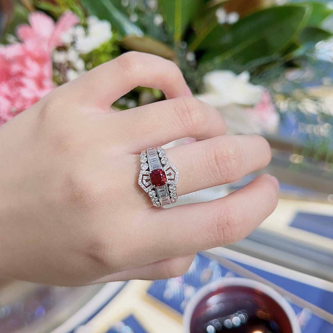 Jedi Spinel Diamond Ring D1.0ct d0.88ct. 18K