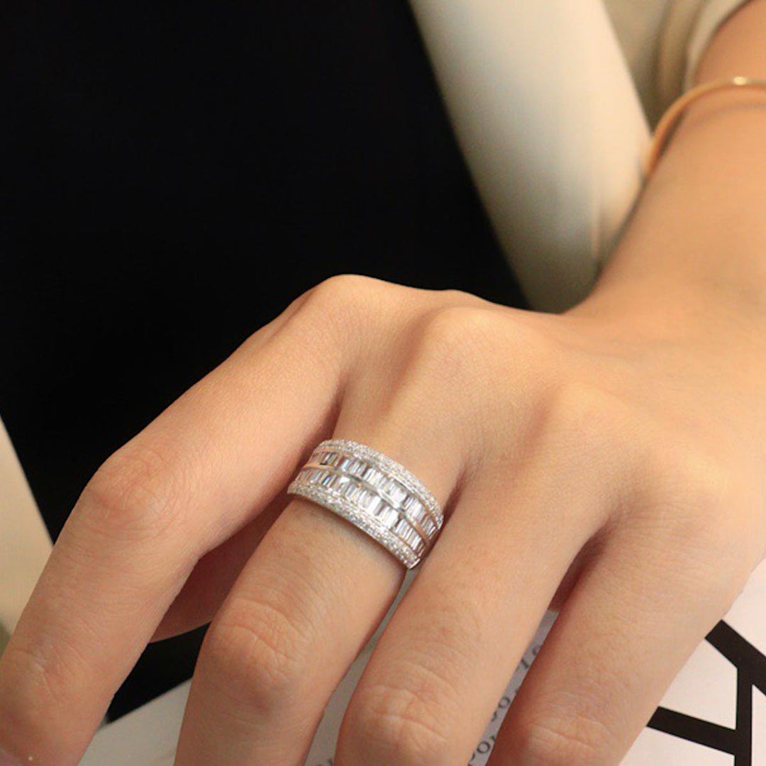 Natural White Diamond Wide Version Eternity Ring D0.85ct, 18K F-G